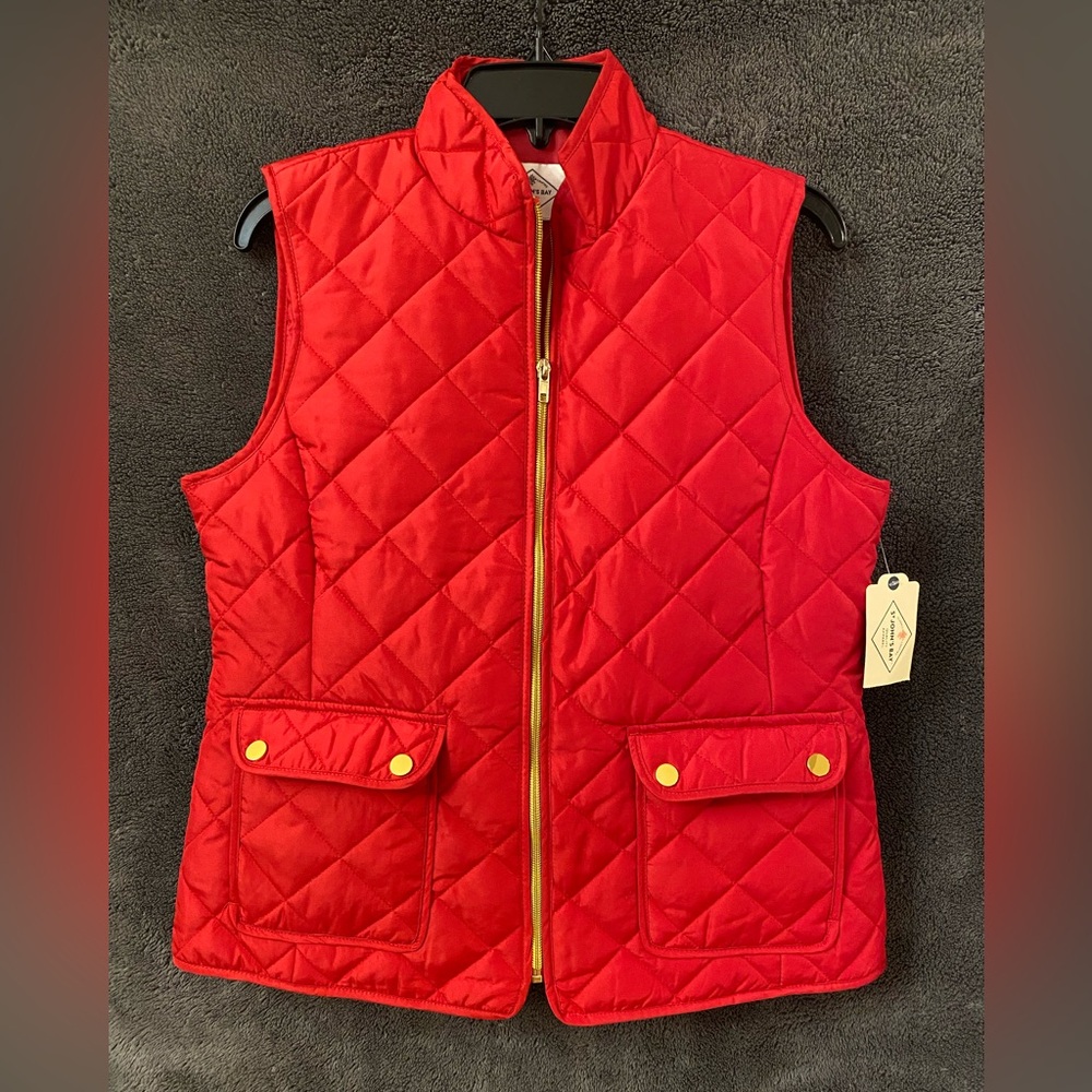 Red Quilted Vest with Gold Accents